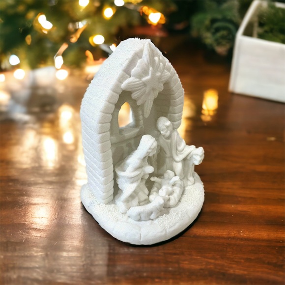 Ivory Porcelain Bisque Christmas Nativity Scene Holiday Decor - 5” Tall - Picture 3 of 11